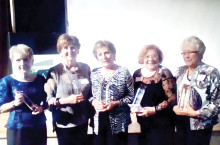 Pictured left to right are Eleanor Woodman, Charlene Petragallo, Kathy Skreil, Doti Breyen and Bobbie Reed
