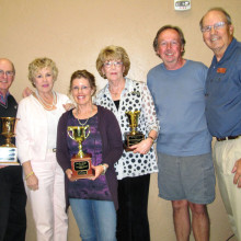 Pictured left to right are John Euler, Bonnie Butler, Barbara Lubsen, Anne Newman, Eric Larson and club President Jim Utter