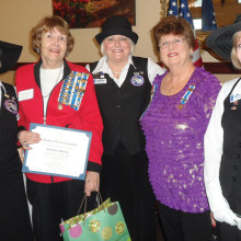 Pictured (left to right) Janet Udall, Barbara Bayley, Jane Chiles, Regent Barbara Hugus and Joan Johnson