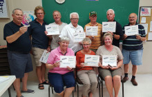 Pictured (left to right) back row: Tom Marschel, instructor, Jim Reid, Glen Ross, Roger Patton, Dennis Nelson, Bud Hayden and Gene Lariviere; front row: Linda Smith, Gail Wilder and Mona Wolney.