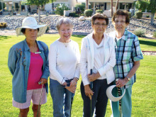 Lady Putters waiting for their game to begin are (left to right) Elaine Greer, Sharon Gouthro, Mary Lou Murdock and Pat Kruse