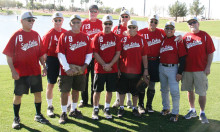 Winter league champs, left to right are Billy Kreisman, Mike Levine, Ralph Vasquez, “Big Al” Grefsheim, Tim Baldwin, Mgr. Larry Kaufmann, Stan Weiss, Bill Stanick, Dave Rinaldo and Jerry Smith. (Photo courtesy of Core Photography, LLC.).