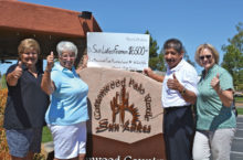 Pictured left to right are Barbara Schmoekel, Dixie McQuaid, Deputy Chief Dan Guerra and Bette Lu Buchanan.