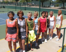 Fashion models Pat Amica, Linda Liebole, Gail Wilder, Kathy Marshall, Denise Lott, Pat Lum, Sherri Megli (Tennis Cabana owner) and Roseanne Bowers.