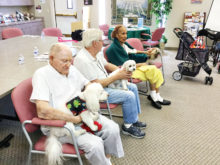 Pictured front to back: Roy holding Louie Louie, Dennis holding Zoey and Irene holding Piper.