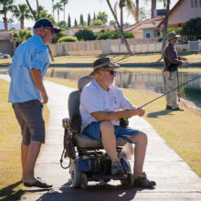 Pictured are Brad Smith, an IronOaks resident, and a disabled veteran fishing at the East Lake.