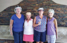 The June Riggs Road League winners are Pat Schultz and Carol Ruff, both from Palo Verde. Congratulations to Diane Grosse from Sun Lakes, who had a hole in one! And on the right is Elaine Osborn from Ironwood.
