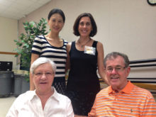 Wayne and Hanne Mangold with Robin Rio and Sun Joo Lee at music therapy.