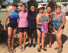 Deb Martin, Nancy Field, Karen Kolis, Linda Ryland, Marci Koppelmaa and Pinky Kubiak were the last of the party goers at the sweat hog party.