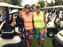 Bev Lutes, (left) and Colleen Ritter (right) added some colorful garb to a cloudy day at a recent CAGD event. Way to brighten things up, ladies!