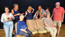 The Turpin brothers struggle over the cost of their father’s funeral, while the rest of the family is preoccupied with their own concerns. Front row: Phyllis Novy, Sandy Pallett, Andrea Hummel and John Crawford. Back row: Chris Mank, Merrie Crawford, Jim Janowski, Rick Whitney and Ginger Henry.