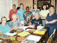 Lady Putters’ Board members, pictured seated left to right are Dianne Burns, Camille Jasien and Jo Bryant; standing left to right are Marge Pippit, Pat Martin, Annie Hall, Colleen Foley, Carol Wenger and Kathi Bobek. Meeting at the home of President Jo, they were planning the December 2 Christmas lunch as well as making plans for the new season.