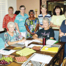 Lady Putters’ Board members, pictured seated left to right are Dianne Burns, Camille Jasien and Jo Bryant; standing left to right are Marge Pippit, Pat Martin, Annie Hall, Colleen Foley, Carol Wenger and Kathi Bobek. Meeting at the home of President Jo, they were planning the December 2 Christmas lunch as well as making plans for the new season.