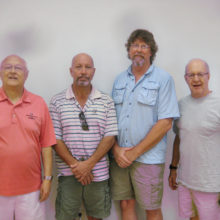New Lucky Shot Pool Club members (l-r): Scott McMasters, Dave Marcus, Greg Dowling and Joe Igelmund; not pictured: Bobby Holland, Curtiss Stearns, and Mik Currier (photo by Gary Vacin).
