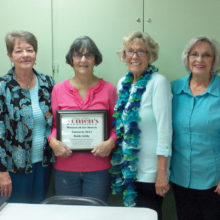 The Sun Lakes new management team and our first ever Woman of the Month winner Beth Little. From left: Judy Caniglia, Sandy Bealmear, Beth Little, Marge Shipe, Pat Vachon and Sonja Diemert