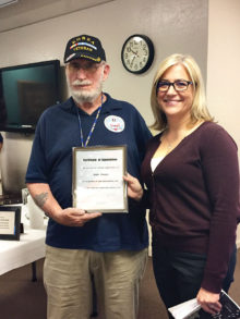 Pictured (left to right): Commander Leon Johnson and January guest speaker Anda Vranjes