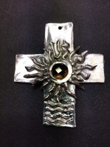 The first attempt at making jewelry using precious metal clay; created by Edie Leo