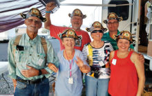 Sun Lakes Roadrunners RV Club members who served as Wagon Masters at the Lake Havasu rally: Back row (left to right) Ron Doggett and Don Wall; Front row (left to right) Clint Anderson, Julie Anderson, Mikal Doggett and Lisa Wall