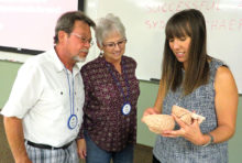 Dr. Sydney Schaefer (right), neuroscientist from ASU, talks with Matt and Sue Niesz about the workings of the brain. This summer, Dr. Schaefer and her graduate students will present a special New Adventures’ session on the latest research on the aging brain.