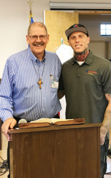 Tyler Bienvenn (right) with Pastor Gary Nibbelink