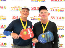 David Zapatka, IronOaks, and Jim Barbe won the Gold medal in the 5.0 65-69 Men’s Doubles at the Sun City Marinette SSIPA Tournament.