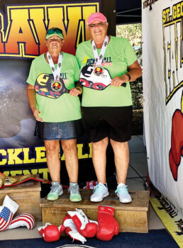 Janice Golden and Jamie Noblit, both from Cottonwood, won the Silver Medal in the 4.5 65 plus, ladies doubles at the Fall Brawl in St. George, Utah.
