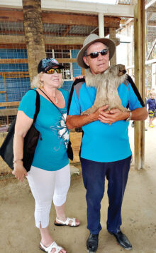 Jan and Jerry Vickery at Monkey and Sloth Hang Out in Roatan