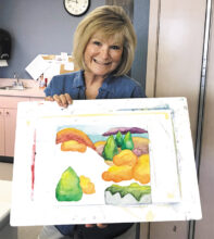 Jean Anderson's art class was doing bright watercolors the day Judy Larsen painted this painting.