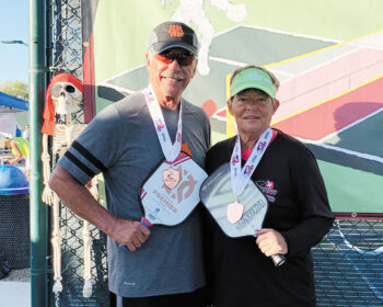 Janice Golden (Cottonwood) and Carl Tierze won the bronze medal in the Mixed Doubles 4.5 60+ at SPA Monster Smash Tournament, Surprise, AZ.