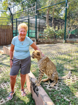 Terry Clark in Thailand with the cheetahs