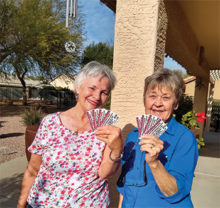 Choradaire members Janet Lewis and Pam Klima.