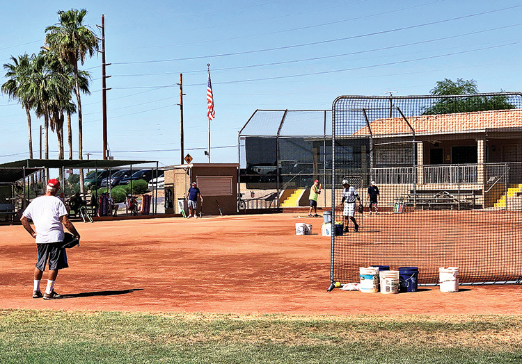 Socially-distanced batting practice at the Field of Dreams (photo courtesy of Mundane Photo Company)