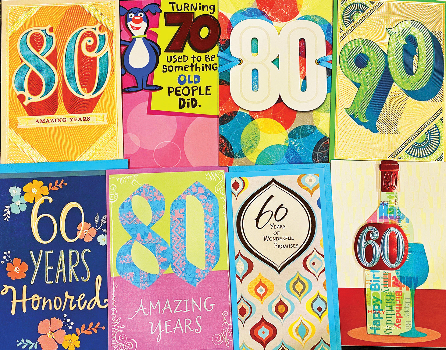 Milestone birthday cards are among the many types of Crystal Cards available.