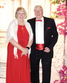 Pictured are Barry Tomsich and Gail Nelson entering the ballroom for the Feb. 8, 2020, “All Dolled Up Black Tie Soiree” with a Valentine twist. Barry and Gail looked great in their Valentine-themed attire. Barry and Gail made use of the group dance lessons last season and looked great on the dance floor. We are looking forward to another great season of fine food, great service, music, dancing, and fellowship.