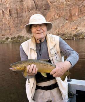 Ironwood resident Morris Johnson, on his very first day of fly fishing ever, landed a 21-1/2-inch Brown trout.