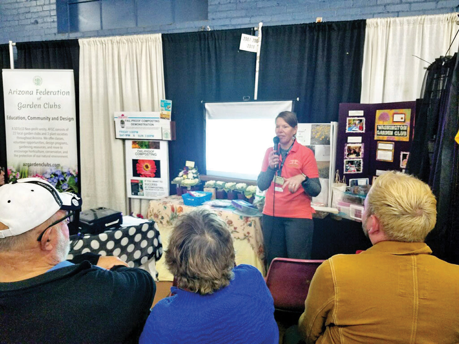 Kim Rosenlof speaking on seed saving at the county fair