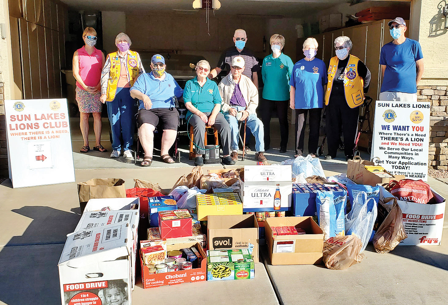 Pictured are the food items and Lions Club members.