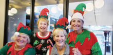 Judges for the Ugly Christmas Sweater Contest: Marilyn Jasper, Glenna Twing, Lorri Morgan, and Sharon Howard