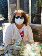 Patty O'Neill, DAR member, Gila Butte Chapter. No, she is not in the witness protection program, LOL. This photo was taken at our annual fundraising garage sale. In all of the photos taken that weekend, our faces are half hidden behind our COVID masks! (Sorry, I don’t think you will be able to recognize her at the Safeway!)
