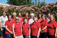 The ladies in the photo represent four elected executive board members and 10 appointed standing chairpersons. Back row: Deb Burns, Vicki Mendenhall, Deborah Greenwood, Suevonne Negaard, Rachel Enloe, Beth Zdeblick, Janis Gustafson; front row: Carol Knack, Ann Gavins, President Judy Thompson, Deb Poropat, Holly Toms, Shirley Moore, and Lynn Matassarin (absent)