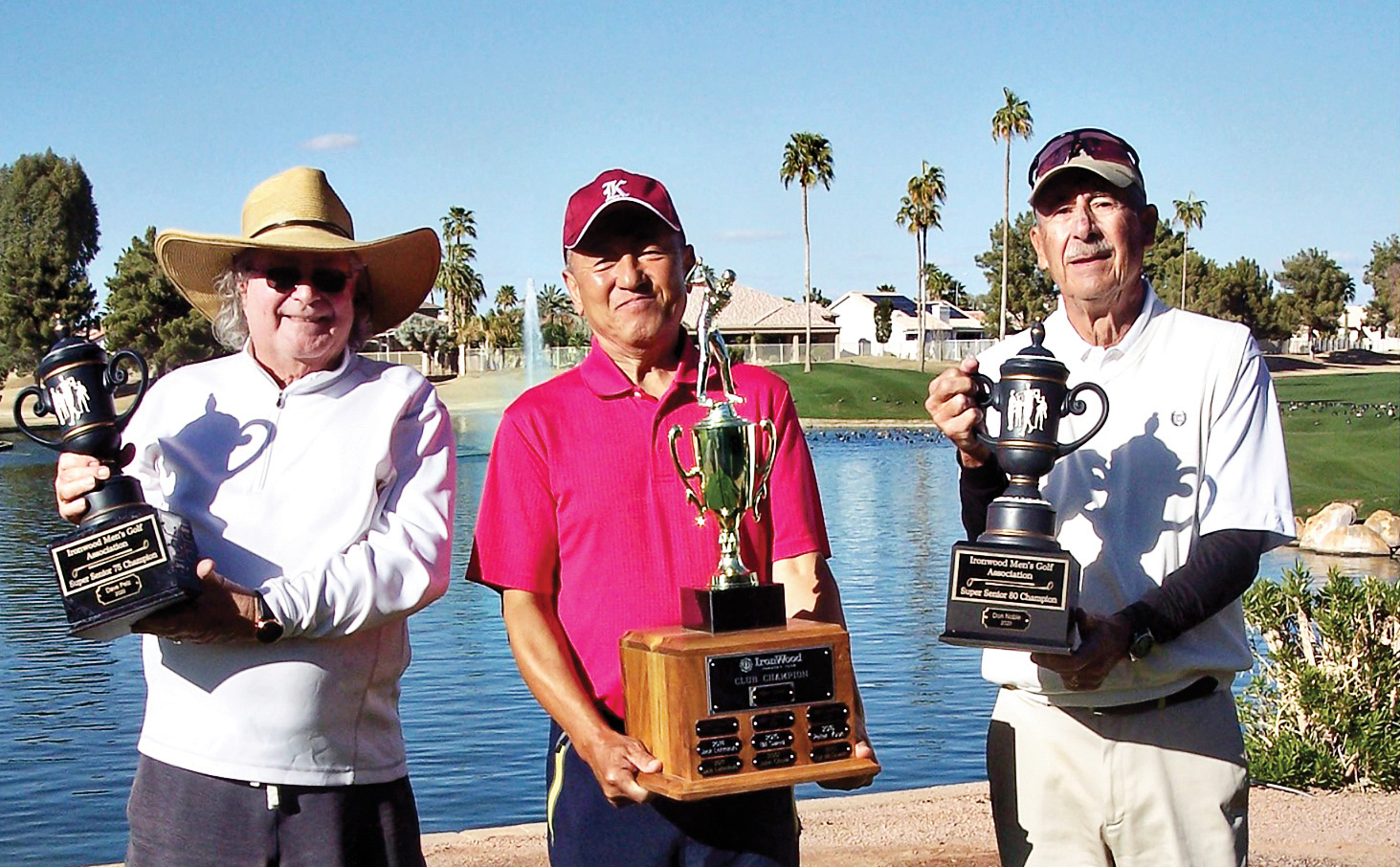 2021 IMGA Club Champions (left to right): Dave Pelz (Super Seniors 75), Peter Yoon (Club Champion), and Don Noble (Super Seniors 80)